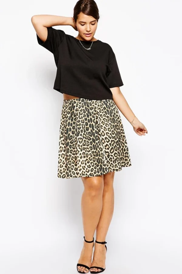 Plus Size Leopard Print Skirt