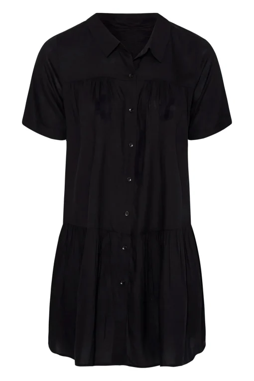 Plus Size Black Longline Smock Shirt 6XL 7XL - Image 5