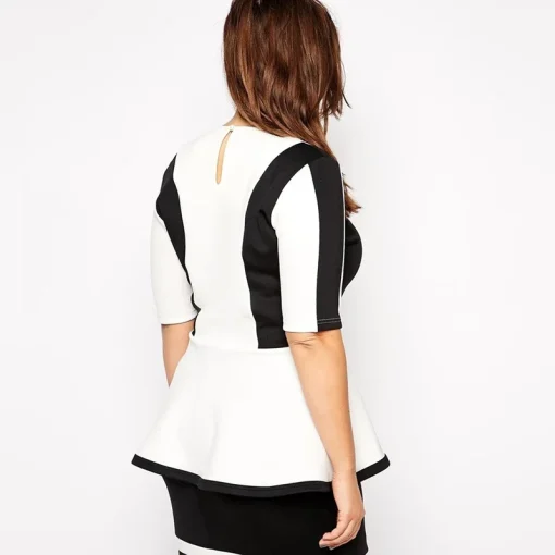 Plus Size Peplum Top - Half Sleeve 6XL 7XL - Image 2