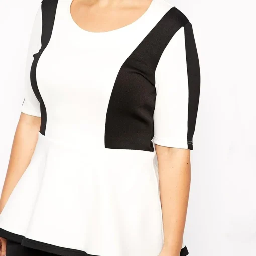 Plus Size Peplum Top - Half Sleeve 6XL 7XL - Image 3