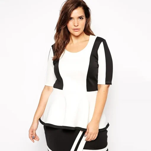 Plus Size Peplum Top - Half Sleeve 6XL 7XL