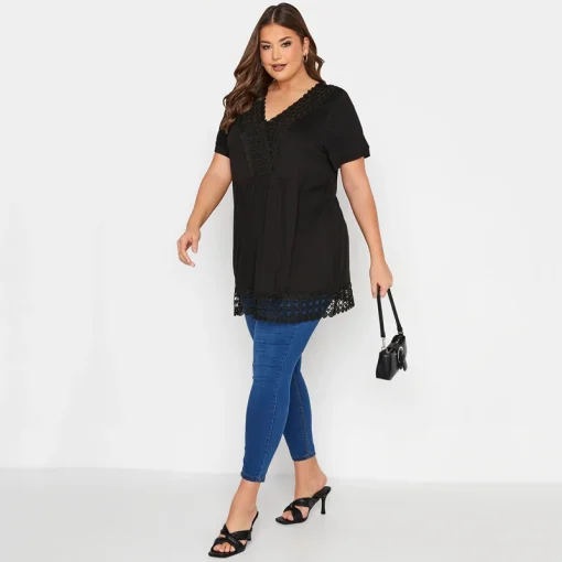 Plus Size Peplum Lace Blouse Short Sleeve 5XL 6XL - Image 2