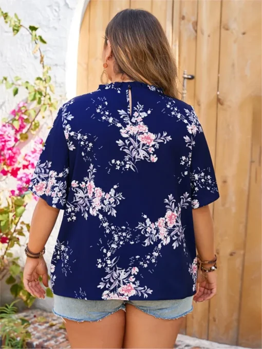 Plus Size Floral Print Summer Tops - Image 3