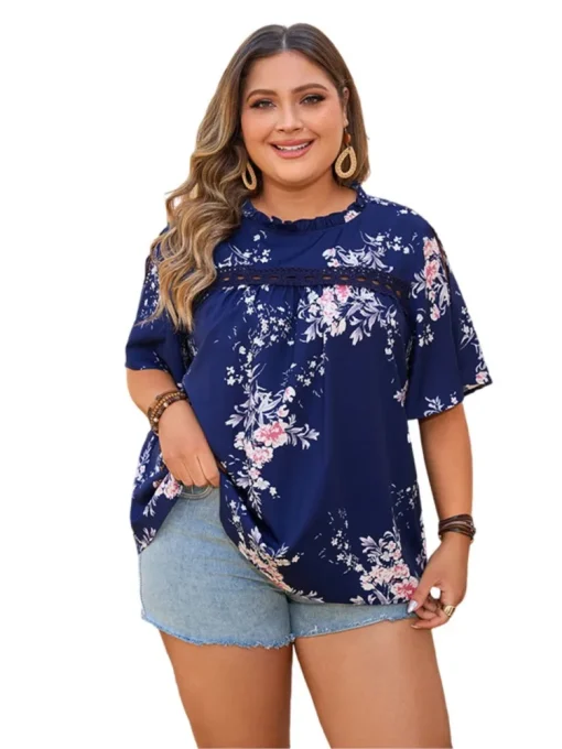 Plus Size Floral Print Summer Tops - Image 4