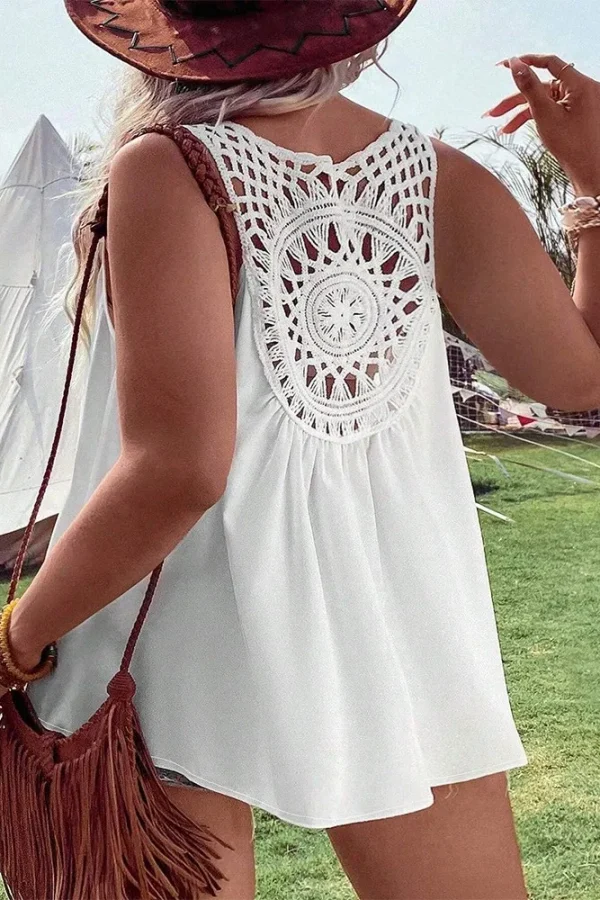 Plus Size Sleeveless Embroidered Summer Tops