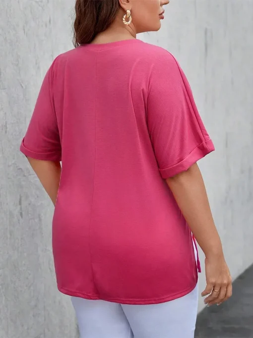 Plus Size Summer V-Neck T-Shirts for Women - Image 3