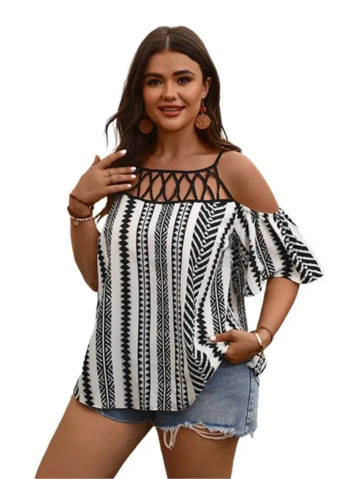 Plus Size Geometric Print Blouse - Image 4