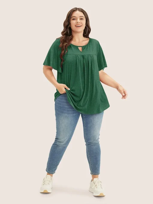 Plus Size Ruffle Sleeve Blouse