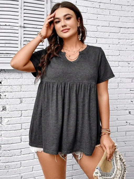 Plus Size V-Neck Summer T-Shirts for Women - Image 4