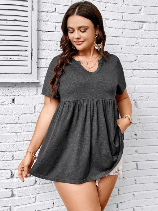 Plus Size V-Neck Summer T-Shirts for Women - Image 2