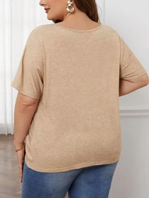 Plus Size Summer V-Neck Irregular Pleated Tops