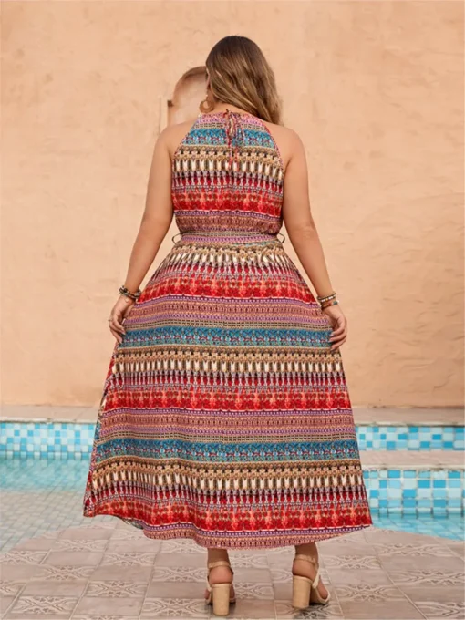 Plus Size Bohemian Print Sleeveless Dress - Image 4