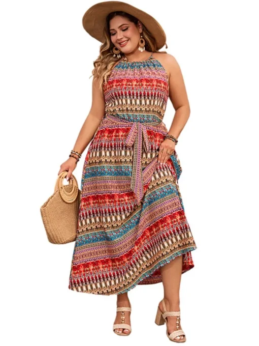 Plus Size Bohemian Print Sleeveless Dress - Image 5