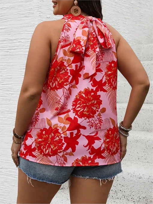 Plus Size Floral Sleeveless Summer Tops - Image 3