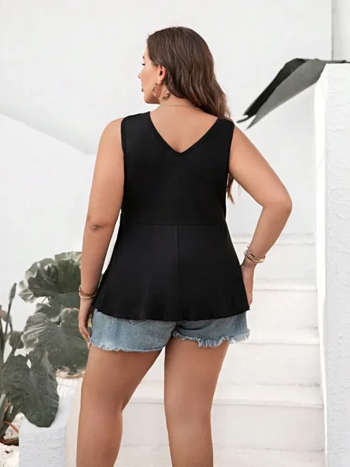 Plus Size Sleeveless V-Neck Summer Tops