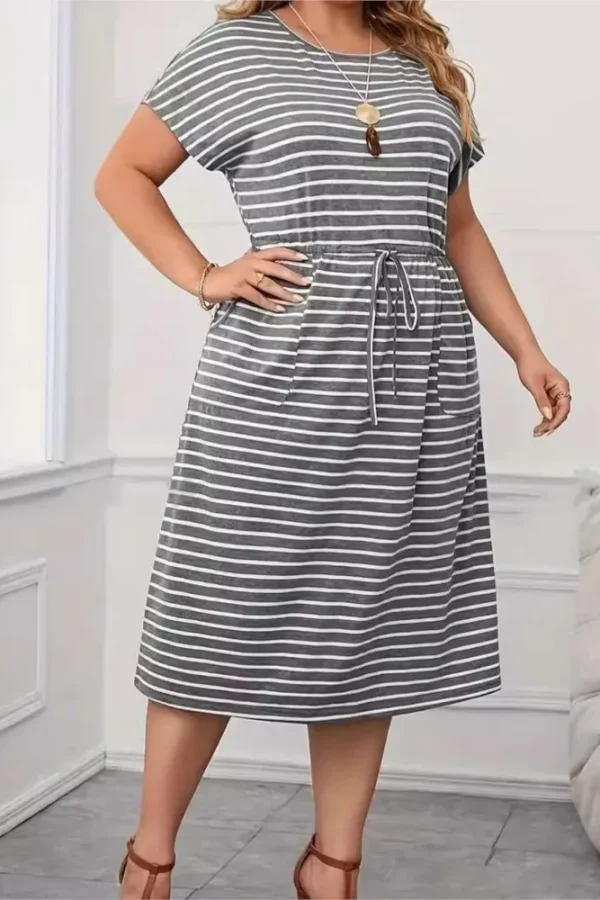 Plus Size Summer Striped Midi Dress