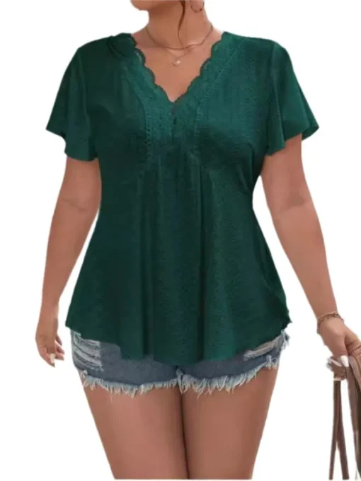 Plus Size Embroidered Ruffle Blouse - Image 5