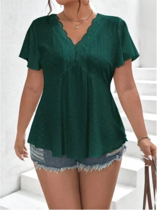 Plus Size Embroidered Ruffle Blouse - Image 6