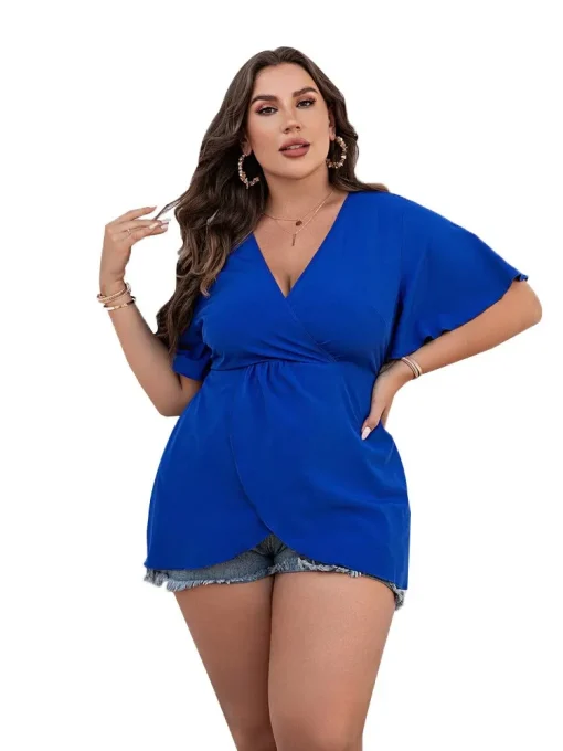 Plus Size V-Neck Summer Blouse - Image 4