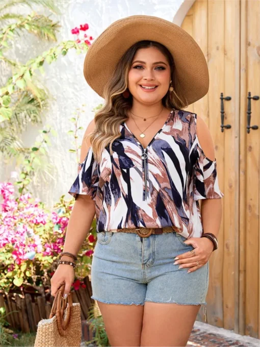 Plus Size V-Neck Summer Tops for Women - Image 3