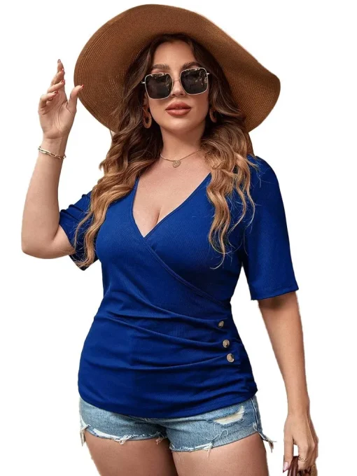 Plus Size V-Neck Summer Tops - Image 4