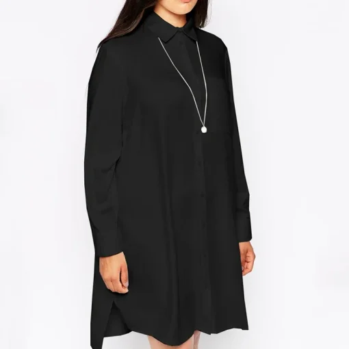 Plus Size Black Collar Blouse Long Sleeve 6XL - Image 3