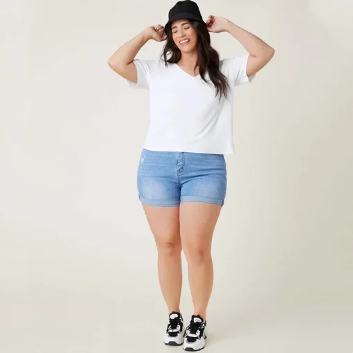 Plus Size V-Neck White Tee - Loose Fit 6XL - Image 3