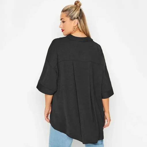 Plus Size V-Neck Hi-Low Black Tunic Top - Image 2