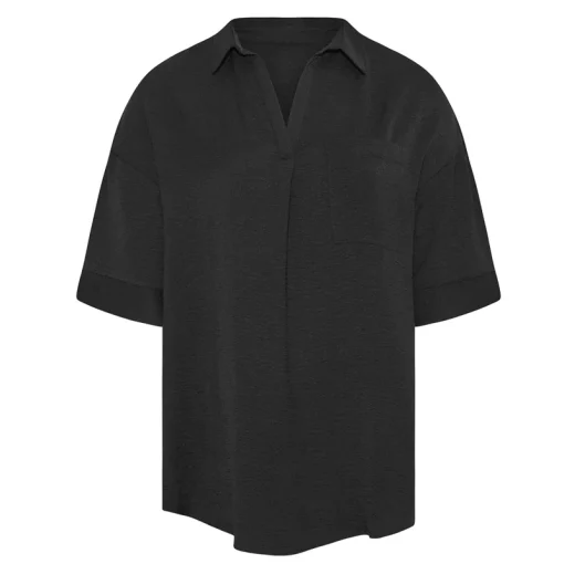 Plus Size V-Neck Hi-Low Black Tunic Top - Image 5