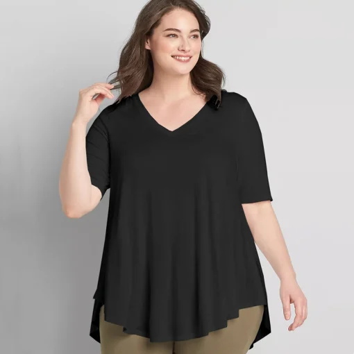 Plus Size V-Neck Hi-Low Tunic Top