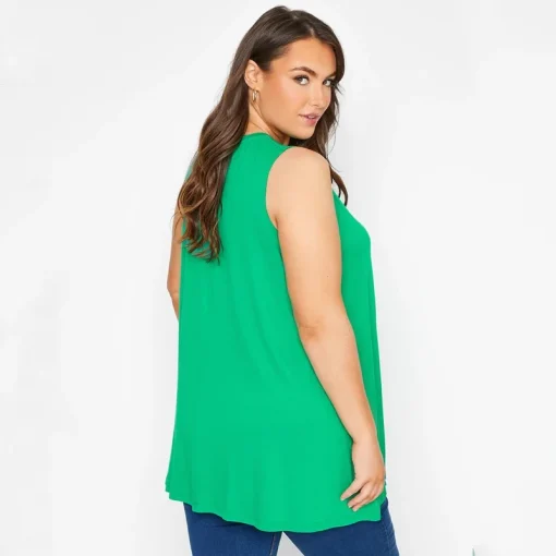 Plus Size V-Neck Sleeveless Pleated Tunic Top - Image 2