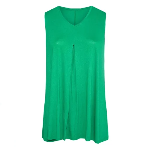 Plus Size V-Neck Sleeveless Pleated Tunic Top - Image 4