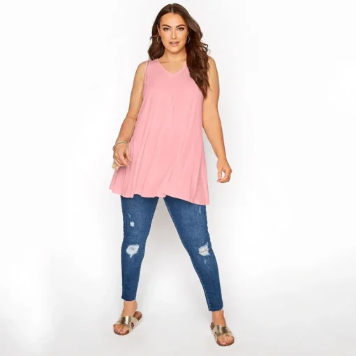 Plus Size V-Neck Swing Tunic Tank - Image 3