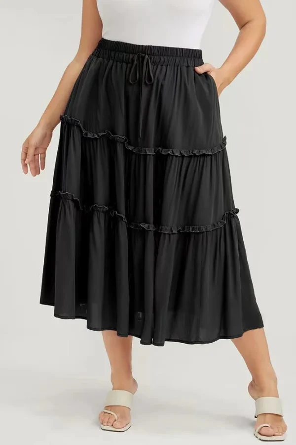 Plus Size A-Line Midi Skirt