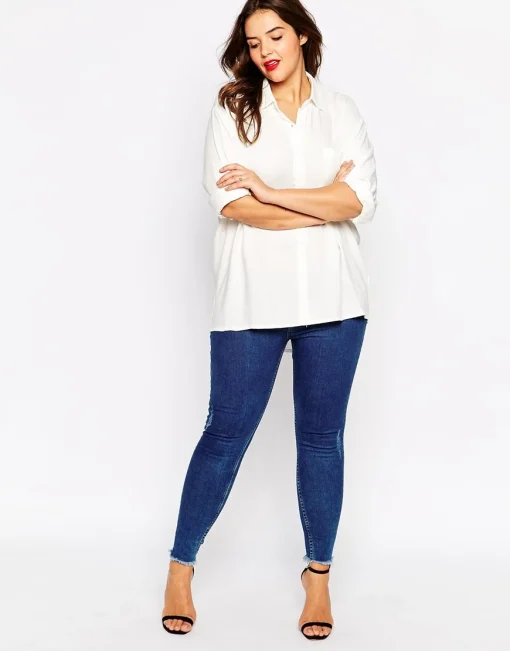 Plus Size White Hi-Low Blouse 5XL 6XL - Image 3