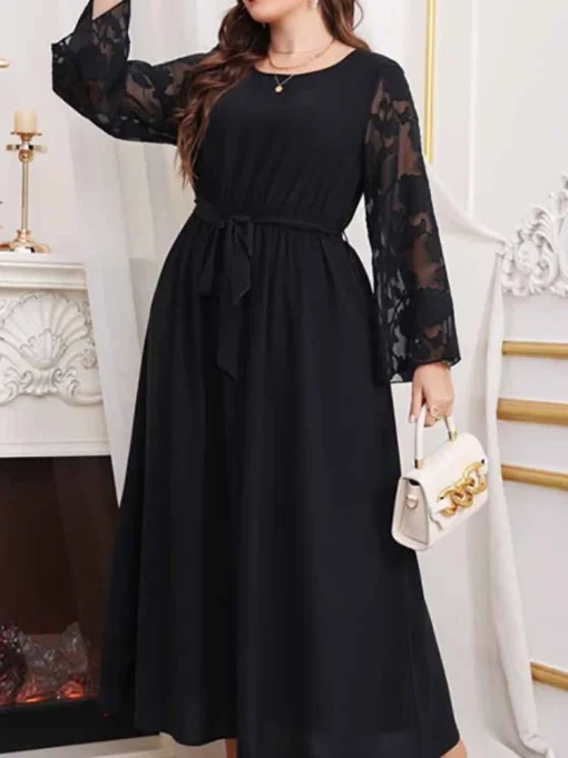 Black Lace Patchwork Party Dress