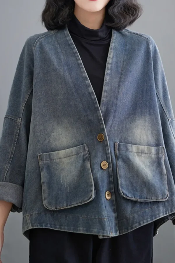 Oversized Denim Cropped Jacket