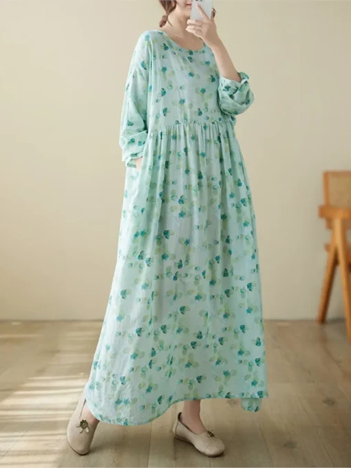 Floral Print Long Sleeve Dress - Image 3