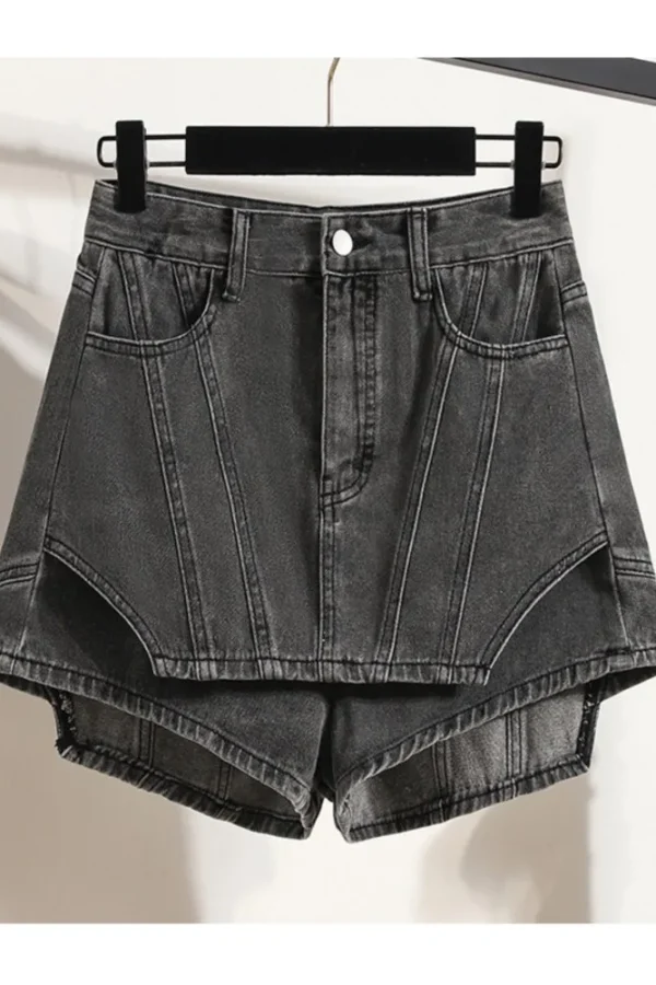 Summer Denim Patchwork Fake Two-Piece Mini Shorts