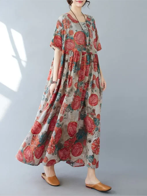 Bohemian Floral Print Summer Dress - Image 2