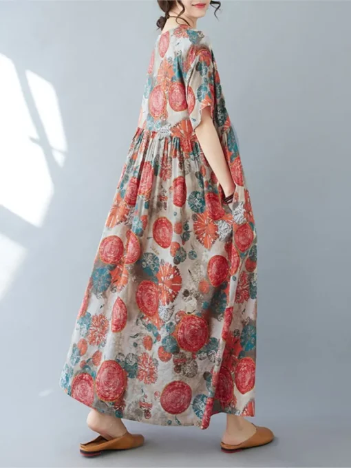 Bohemian Floral Print Summer Dress - Image 3