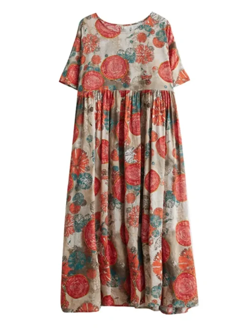 Bohemian Floral Print Summer Dress - Image 4