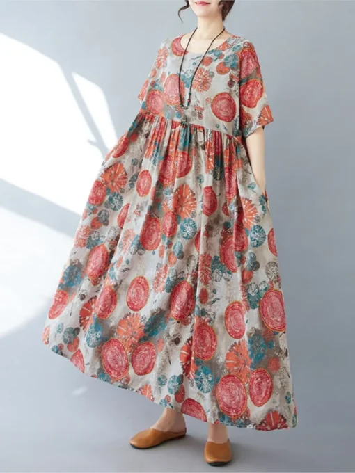 Bohemian Floral Print Summer Dress - Image 5