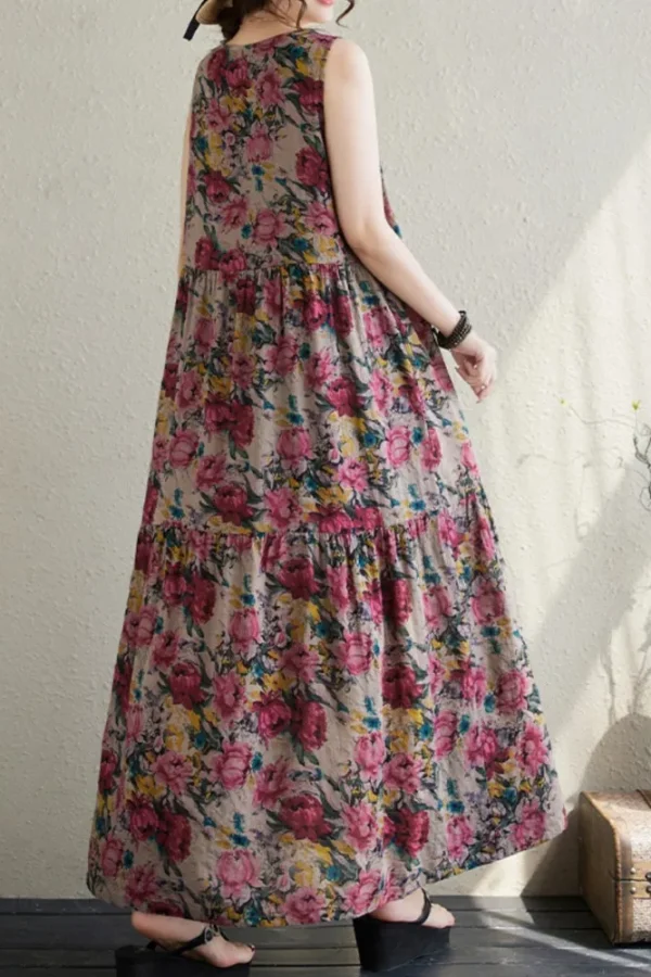 Oversized Floral Print Sleeveless Dress