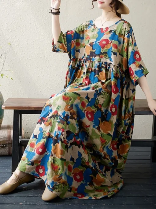 Oversized Floral A-Line Summer Dress - Image 3