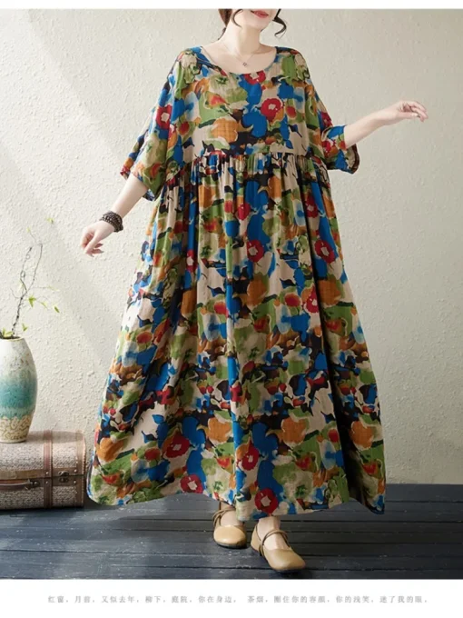 Oversized Floral A-Line Summer Dress - Image 5