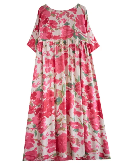 Oversized Floral Print Summer Dress - Image 4