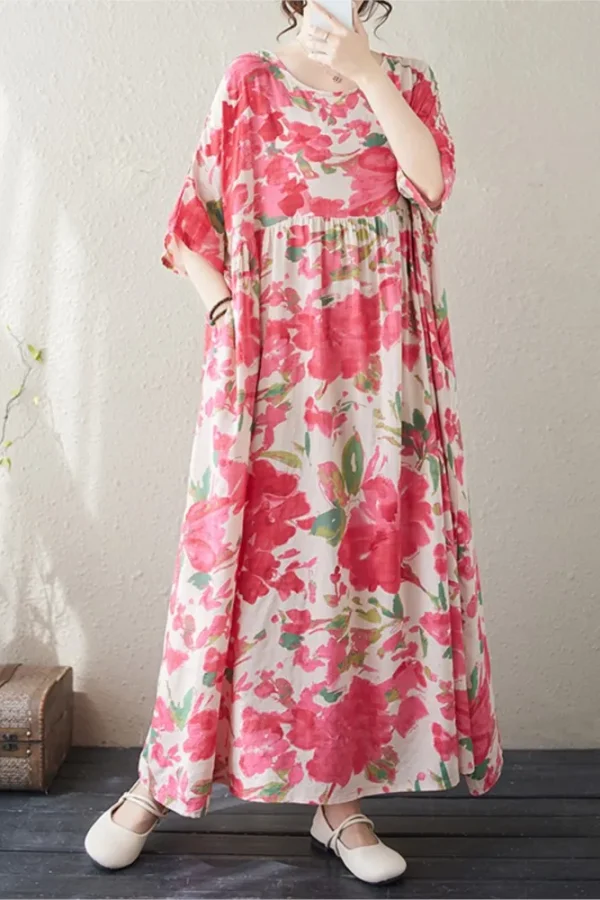 Oversized Floral Print Summer Dress