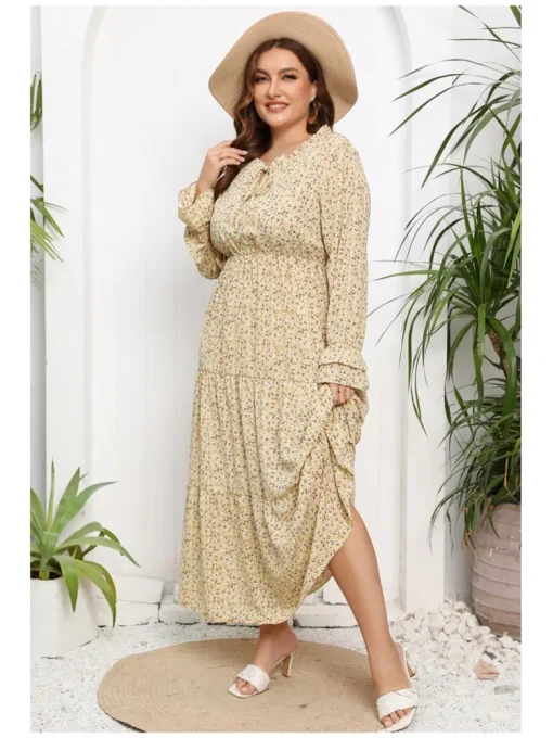 Plus Size Floral Chiffon Long Dress - Image 5