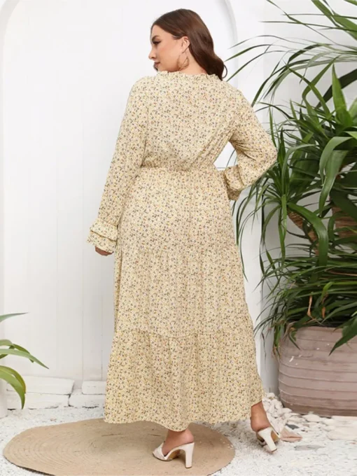 Plus Size Floral Chiffon Long Dress